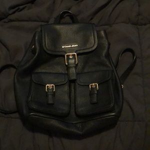 Michael Kors black leather backpack
